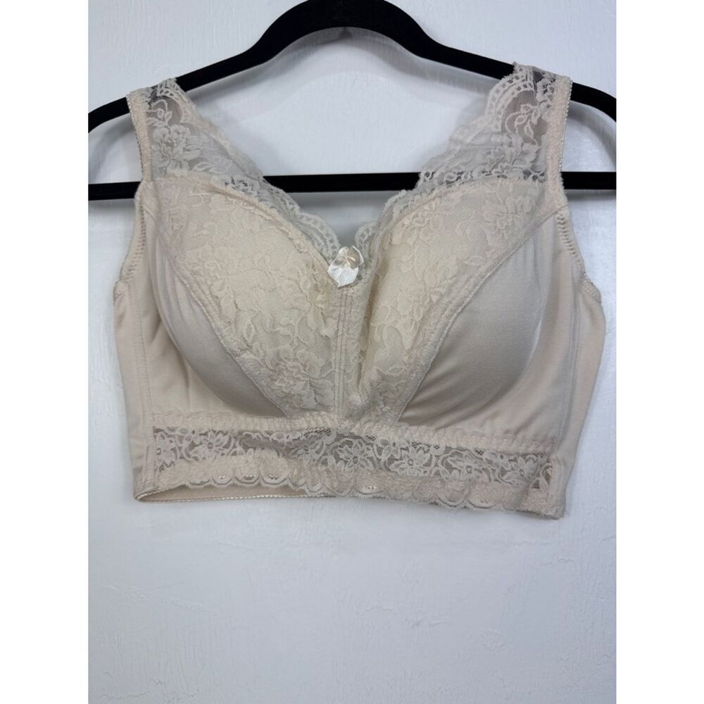 Rhonda Shear XL Beige Lace Wireless Bra Bralette Pullover Stretch - Picture 2 of 6